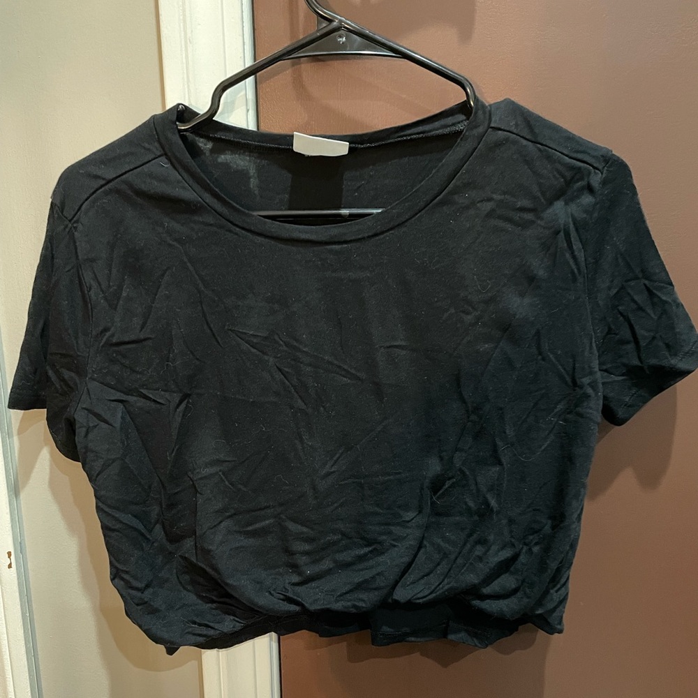 Never Worn Black cropped shirt